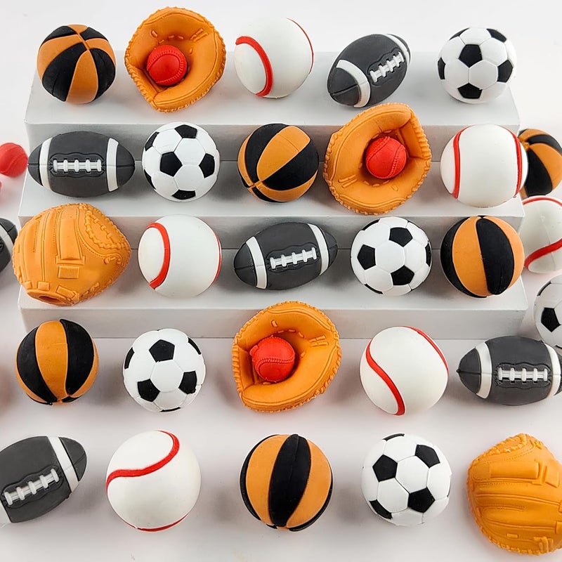 Satomoto 30 pcs Balls Erasers for Kids Classroom Prizes，Puzzle Eraser 3D Take Apart Football Pencil Erasers for Kids Classroom Prizes, Class Treasure Box,Game Rewards,Party Favors, Color Random - Image 1